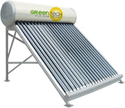 Sistema térmico solar GreenTechSolar sin presión con tubos de vacío - Termosifón - Calentador de agua solar - Acero inoxidable (interior), aislamiento de PU de 5 cm, resistente al granizo de hasta 2,5 cm