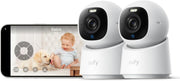 Cámara de seguridad para interiores E30 de eufy, paquete de 2, cámara de vigilancia 4K UHD, giro e inclinación de 360°, visión nocturna a color, detección por IA, seguimiento automático, funciona con HomeKit