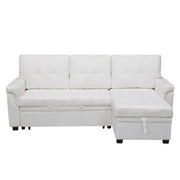 Sofá seccional reversible convertible con cama extraíble, chaise longue con almacenamiento oculto y patas duraderas
