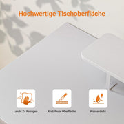 Escritorio para computadora Claiks con 3 cajones, escritorio de 140 x 60 cm con estante, mesa con 2 enchufes y 2 puertos de carga USB, mesa de oficina para PC para oficina en casa, sala de estar, blanco