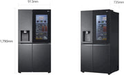 LG GSXV90MCDE Frigorífico Side-by-Side con congelador (628 L, clase energética D) con InstaView, Door-in-Door, Craft Ice, dispensador de hielo y agua, Total No Frost, negro