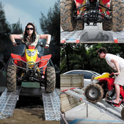 Wiltec Juego de 2 rampas de carga plegables 2260 x 305 mm – Capacidad de carga máx. 680 kg – Perfil de barras – De aluminio – Rampa de acceso para vehículos, motos, ATV, quad y remolques