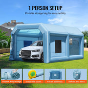 VEVOR Cabina de Pintura Inflable de 6,4x4,1x3 m, Tienda de Pintura Inflable para Automóviles con Soplador Potente de 1100 W y Sistema de Filtración, Estación de Trabajo para Pintura en Taller de Garaje