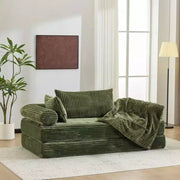 Sofá cama convertible de pana, 2 plazas, color gris oscuro / gris / verde / azul marino