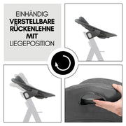 Hauck Beta+ Trona con set para recién nacidos y hamaca premium - Gris oscuro | Trona de madera evolutiva con ruedas desde el nacimiento hasta los 90 kg | incluye adaptador para recién nacidos, bandeja para comer y cojín de asiento