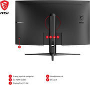 Monitor Gaming curvo MSI G32CQ5P de 31,5 pulgadas WQHD - Panel VA 1500R 2560 x 1440, 170 Hz / 1 ms, Adaptive Sync, ajustable en 3 ejes - DP 1.2a, HDMI 2.0b CEC