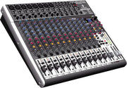 Mesa de mezclas de gama alta Behringer X2222USB de 22 entradas y 2/2 buses con preamplificadores y compresores de micrófono XENYX, ecualizadores británicos, procesador multiefectos de 24 bits e interfaz de audio USB