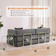 Sofá cama convertible 5 en 1: diván de suelo de pana de 78.8" con brazos, respaldo y cojines ajustables