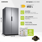 Samsung RS66A8101SL/EF Frigorífico Side by Side - Frigorífico 409L, Congelador 243L, 358 kWh/Año