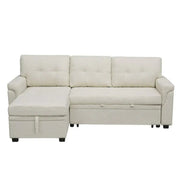 Sofá seccional reversible convertible con cama extraíble, chaise longue con almacenamiento oculto y patas duraderas