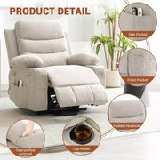 Sillón reclinable elevador eléctrico, reclinables eléctricos para ancianos con calor y masaje, asistencia para levantarse con portavasos, bolsillo lateral, para sala de estar