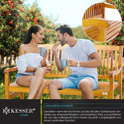 KESSER® Banco de jardín de madera, resistente a la intemperie | Para 3 a 4 personas | Banco de parque de madera maciza | Banco con capacidad de carga de 320 kg, 150 cm | Banco para balcón, terraza y jardín, incl. funda, marrón claro