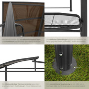 tectake® Pabellón para barbacoa de exterior, cubierta para barbacoa, pabellón de metal para cocina de exterior en balcón, jardín o terraza, protección visual, cubierta de terraza, pabellón de jardín 240 x 150 x 234 - gris