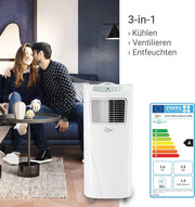 SUNTEC Aire acondicionado portátil Impuls 2.6 Eco R290 – Aire acondicionado móvil y silencioso con tubo de escape – Enfriador y deshumidificador para habitaciones de hasta 34 m² – Refrigeración móvil para hogar y oficina – 9.000 BTU | 2600 vatios