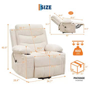 Sillón reclinable elevador eléctrico, reclinables eléctricos para ancianos con calor y masaje, asistencia para levantarse con portavasos, bolsillo lateral, para sala de estar