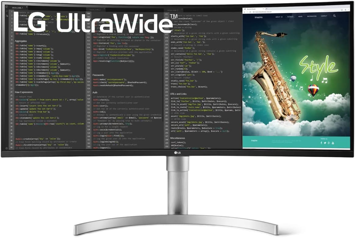 Monitor LG UltraWide™ 35WN75CP-W de 35" - Panel VA con resolución UWQHD (3440x1440), 5 ms GtG, 100 Hz, HDR 10, sRGB 99%, AMD FreeSync, inclinable, ajustable en altura, USB-C (90 W), altavoces