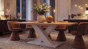 Mesa de comedor extensible Newroom blanco roble silvestre, moderna - 150x76x90 cm (ancho x alto x fondo) - mesa de cocina, mesa de comedor - comedor, cocina, salón