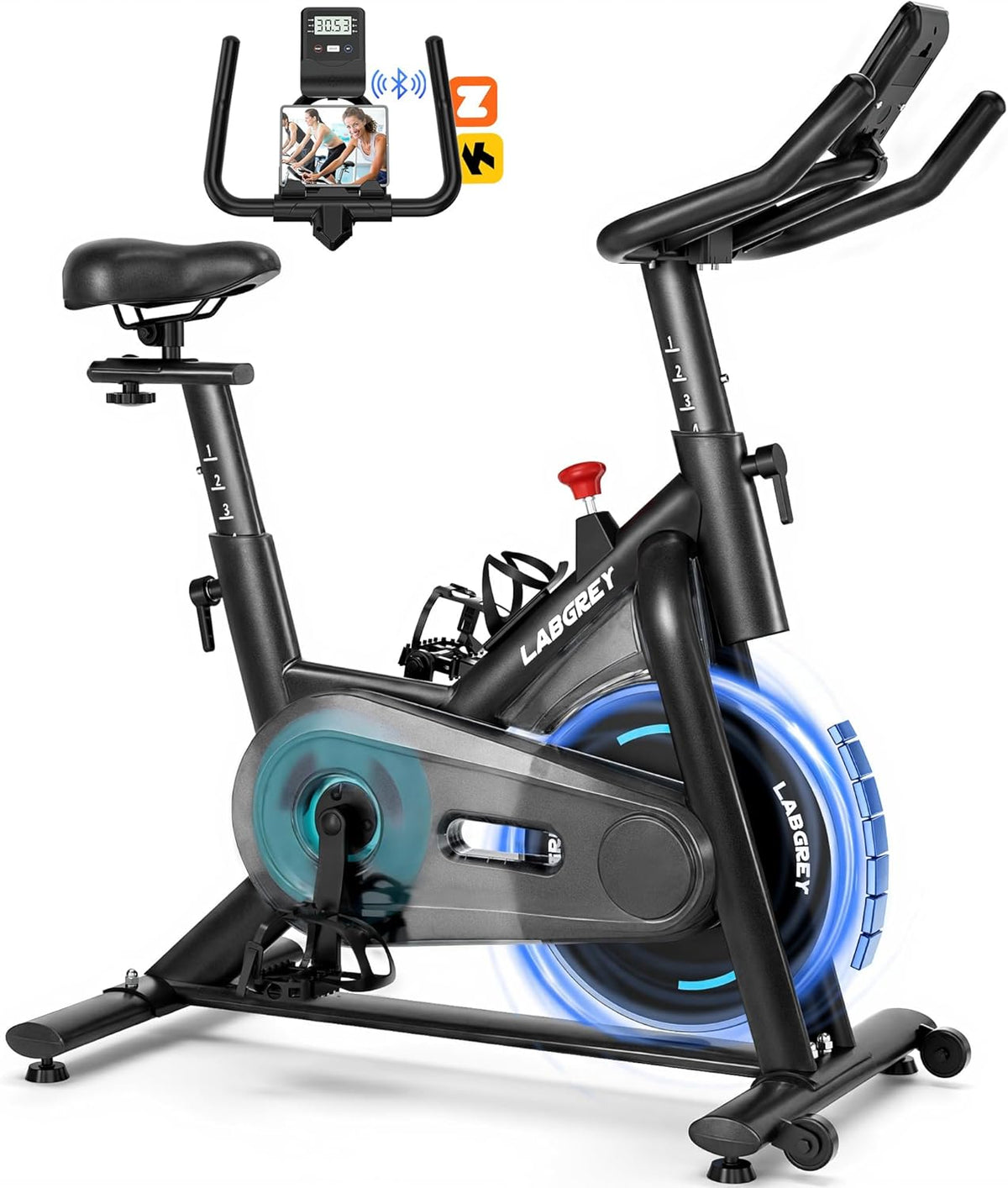 Bicicleta Estática, Bicicleta de Fitness para Ejercicio en Interiores Silenciosa con Pantalla LCD, Manillar y Asiento Ajustables, Resistencia Regulable para Entrenamiento Cardiovascular en Casa