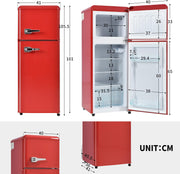 Refrigerador con congelador Merax, combinación frigorífico-congelador, frigorífico pequeño con 51L y congelador de 21L, silencioso, LED, estantes de vidrio, cajón para verduras, estantes en la puerta, para cocina, sala de estar, oficina, negro