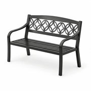 Banco de jardín de metal negro con diseño circular de 120 cm