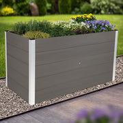 Cama elevada XXL dobar® de WPC – Jardinera de WPC con bordes de aluminio – Gran bancal de jardín con contacto con el suelo – Cama elevada de madera y plástico de fácil mantenimiento 700 L – 150x70x75 cm – Antracita