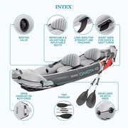 Kayak inflable de vinilo para 2 personas Intex Dakota K2 2025, con remos y bomba – Caja abierta