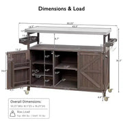Isla de cocina para exteriores con cubierta de acero inoxidable, carrito de cocina de madera con puertas, estantes y especiero, isla de cocina con ruedas