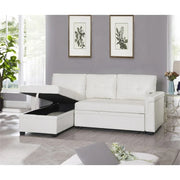 Sofá seccional reversible convertible con cama extraíble, chaise longue con almacenamiento oculto y patas duraderas