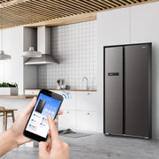 Midea KS-DDX 6.32 WT Frigorífico americano / 178,8 cm de altura / 254 kWh/año / No Frost / Compresor Dual Inverter / con dispensador de agua/hielo 3 en 1 y depósito de agua, Dark Inox