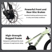 Bicicleta de montaña para niños Glerc Skyline de 20-24 pulgadas para niños y niñas, bicicleta infantil para adolescentes de 6 a 18 años, bicicleta de 21 velocidades con suspensión delantera y frenos de disco, varios colores