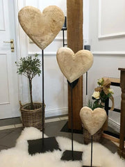 Corazón de madera maciza en soporte de metal, 3 tamaños, decoración de madera, regalo de corazón