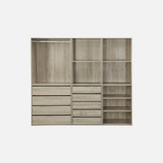 sweeek - Kit vestidor modular de 3 elementos MODULO. Natural. 200 x 45 x 180 cm
