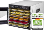 Deshidratador de alimentos COSORI de acero inoxidable, con 50 recetas, incluye 6 bandejas de acero inoxidable, 3 rejillas de secado, 3 láminas para deshidratar, gran superficie de 0,6 m², temporizador de 48 horas, pantalla LED (35°-75°C) y 650 W