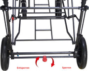 TOPWELL Carrito de transporte plegable de 180 l hasta 120 kg con 2 asientos plegables/techo/freno, carrito de transporte plegable con ruedas de poliuretano verde/beige