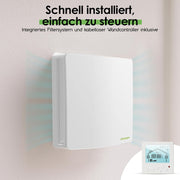 Ventilación residencial Eco Smart DZ Easy+ incl. controlador – 97% de recuperación de calor, control de humedad, Wi-Fi, filtro F7, Ø160mm, extremadamente silencioso, clase energética A, 5 años de garantía