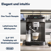 Cafetera superautomática De'Longhi Magnifica Evo ECAM 292.81.B con sistema de leche LatteCrema, 7 botones de selección directa para capuchino, espresso y otras especialidades de café, función de 2 tazas, negra