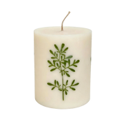 Vela de cera de soja con diseño de ruda lituana, 9 cm x 7,5 cm, aromática, vertida a mano