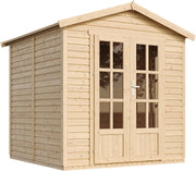 TIMBELA M351FB Caseta de Madera con Suelo y Tejas Asfálticas Rojas, An233xPr222xAl233 cm – Cobertizo Multifuncional, Oficina, Taller, Estudio de Jardín