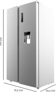 Frigorífico americano Cecotec Bolero CoolMarket SBS 559 Inox E, 559 L, 177 cm x 90 cm, Clase E, Sistema Multi Air Flow, Total No Frost, Motor Inverter Plus, Enfriamiento rápido, Modo Eco, Alarma de puerta