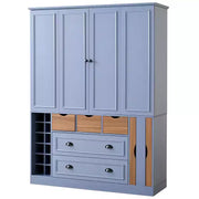Despensa de cocina independiente Whisen de 71'' de altura, armario de almacenamiento grande para comedor, alacena con 4 puertas plegables, estantes y botelleros