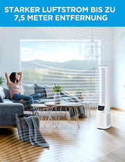 Ventilador de torre 2 en 1 Midea MFP-120i (BL) silencioso 38 dB, purificador de aire con filtro HEPA H13 para 47,6 ㎡, pantalla LED, mando a distancia, oscilación, temporizador de 12 h, compatible con conexión inalámbrica, App, Alexa y Google
