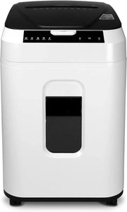 Destructora de documentos LMG Alemania con alimentación automática P4, 180 hojas, corte cruzado, apagado automático, 58 dB, 32 litros, pantalla táctil, compatible con RGPD