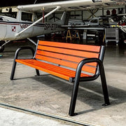 REKORD Banco de jardín 196 x 64 x 76 cm Banco de exterior robusto de metal y madera con respaldo resistente a la intemperie para parque, terraza y patio delantero - Spartan BIS - Caoba