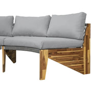 Set de sofá seccional redondo de madera de acacia para exteriores con mesa de centro, 12 plazas