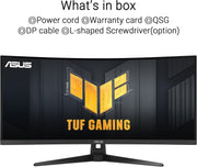 Monitor Gaming ASUS TUF Gaming VG34VQ3B - 34 pulgadas WQHD (3440x1440), curvo, 180Hz, ELMB Sync, FreeSync Premium, 1ms MPRT, 90% DCI-P3, DisplayWidget Center