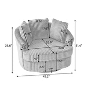 Juego de 2 sillones giratorios tipo barril de gran tamaño, 43" de ancho, en pana de felpa con cojines