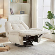 Sillón reclinable giratorio de pana con deslizamiento, reposapiés para sala de estar