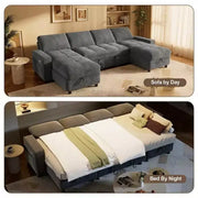 Sofá cama convertible en forma de U de 104" con almacenamiento