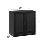 Armario de almacenamiento decorativo de 62 pulgadas, color negro, de mimbre y madera con 12 estantes