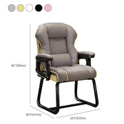 Silla ejecutiva ergonómica de cuero con respaldo alto color amarillo